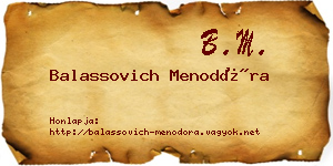 Balassovich Menodóra névjegykártya